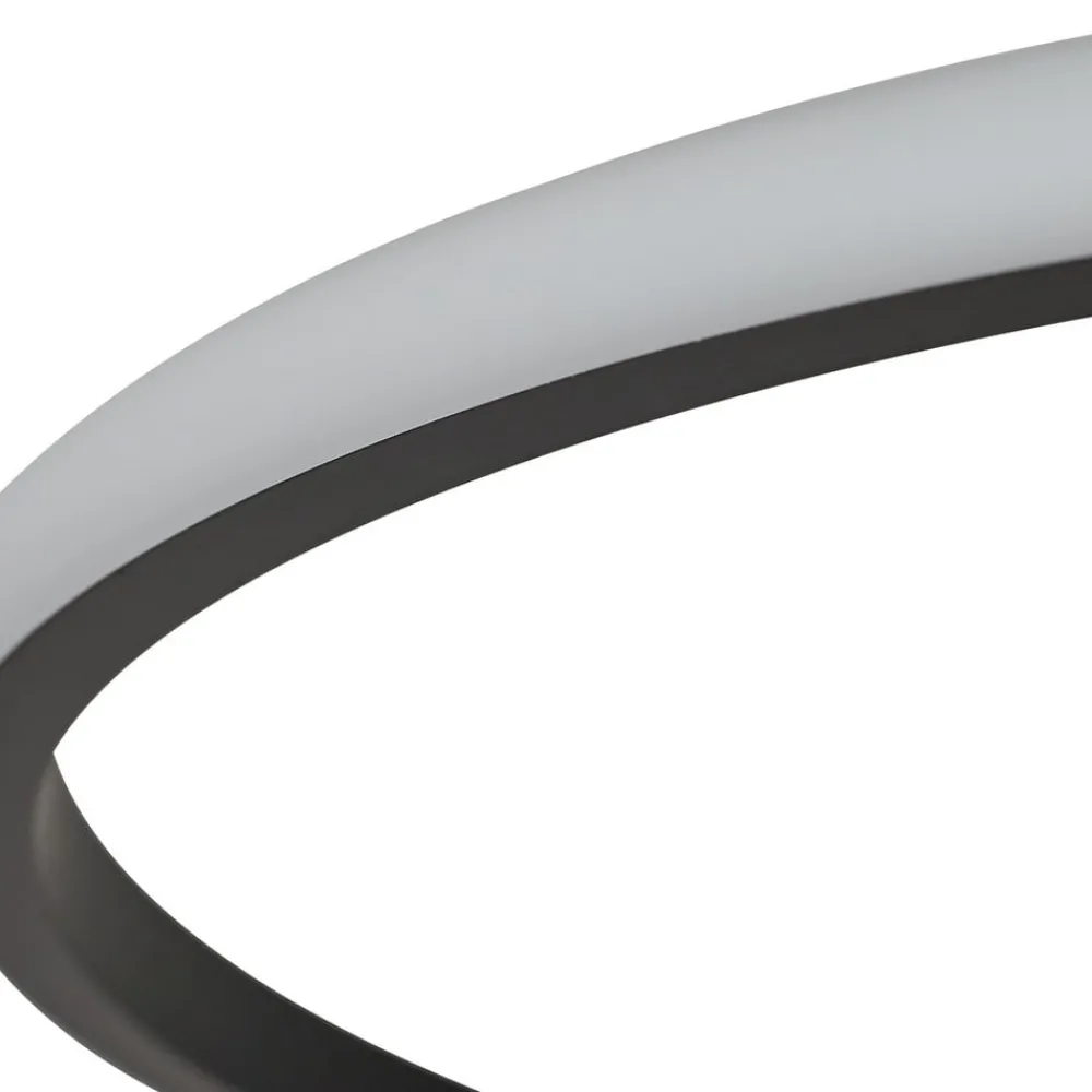 Lindby LED-taklampe Kyron, svart, aluminium, dimbar, Ø45cm Sale