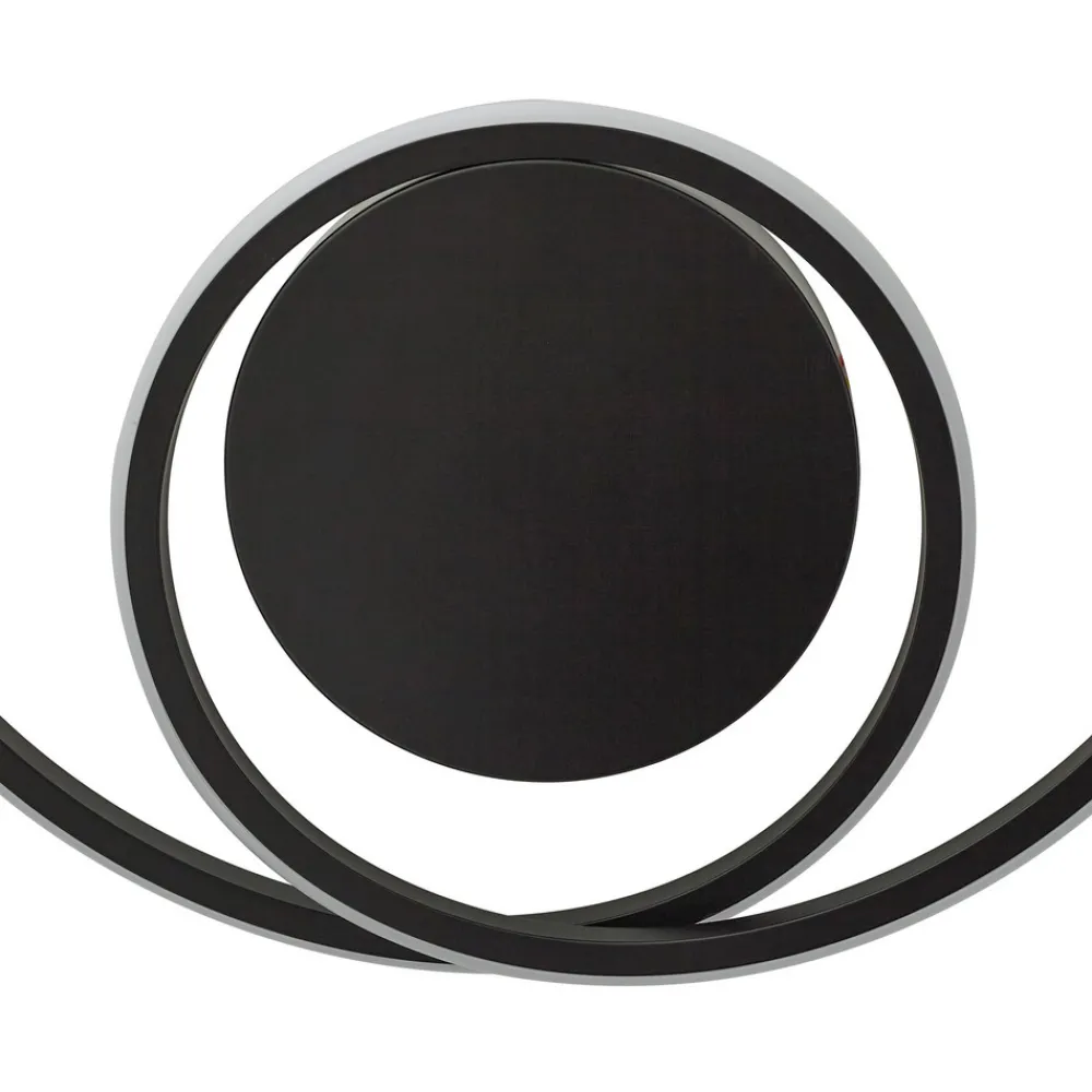 Lindby LED-taklampe Kyron, svart, aluminium, dimbar, Ø45cm Sale