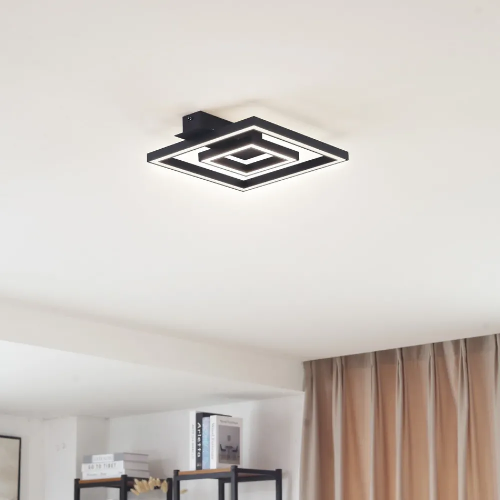 Lindby LED-taklampe Madamo, svart, 30 cm, 3000K, aluminium Hot