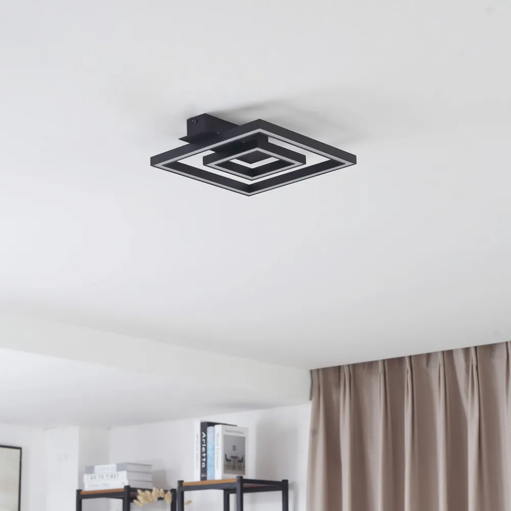 Lindby LED-taklampe Madamo, svart, 30 cm, 3000K, aluminium Hot