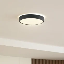 Lindby LED-taklampe Manala, betonggrå, RGB, CCT, fjernkontroll