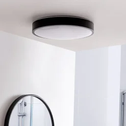 Lindby LED-taklampe Medon, Ø 38 cm, svart, IP44, metall Sale