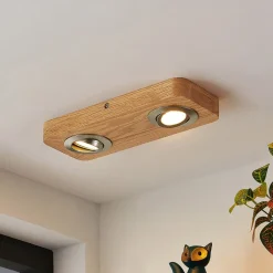 Lindby LED-taklampe Mikari, 30 cm, tre, svingbar| Design- Og Hotellbelysning|Led-Innendørs