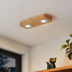 Lindby LED-taklampe Mikari, 30 cm, tre, svingbar| Design- Og Hotellbelysning|Led-Innendørs