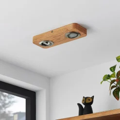 Lindby LED-taklampe Mikari, 30 cm, tre, svingbar| Design- Og Hotellbelysning|Led-Innendørs