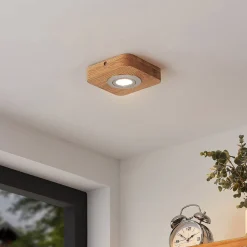 Lindby LED-taklampe Mikari, 14 cm, tre, svingbar| Design- Og Hotellbelysning|Led-Innendørs