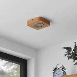 Lindby LED-taklampe Mikari, 14 cm, tre, svingbar| Design- Og Hotellbelysning|Led-Innendørs