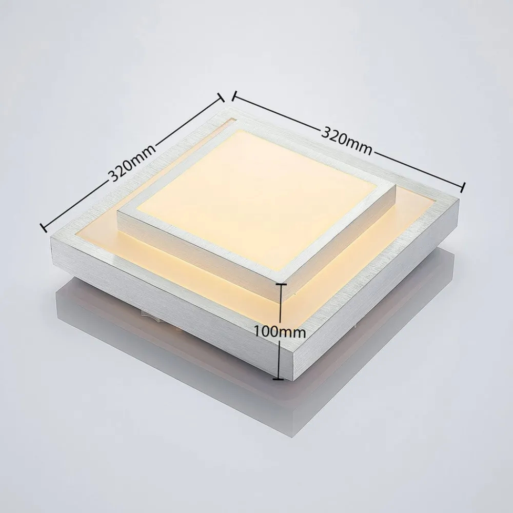 Lindby LED-taklampe Mirco, 32 cm, kantet, aluminium| Design- Og Hotellbelysning