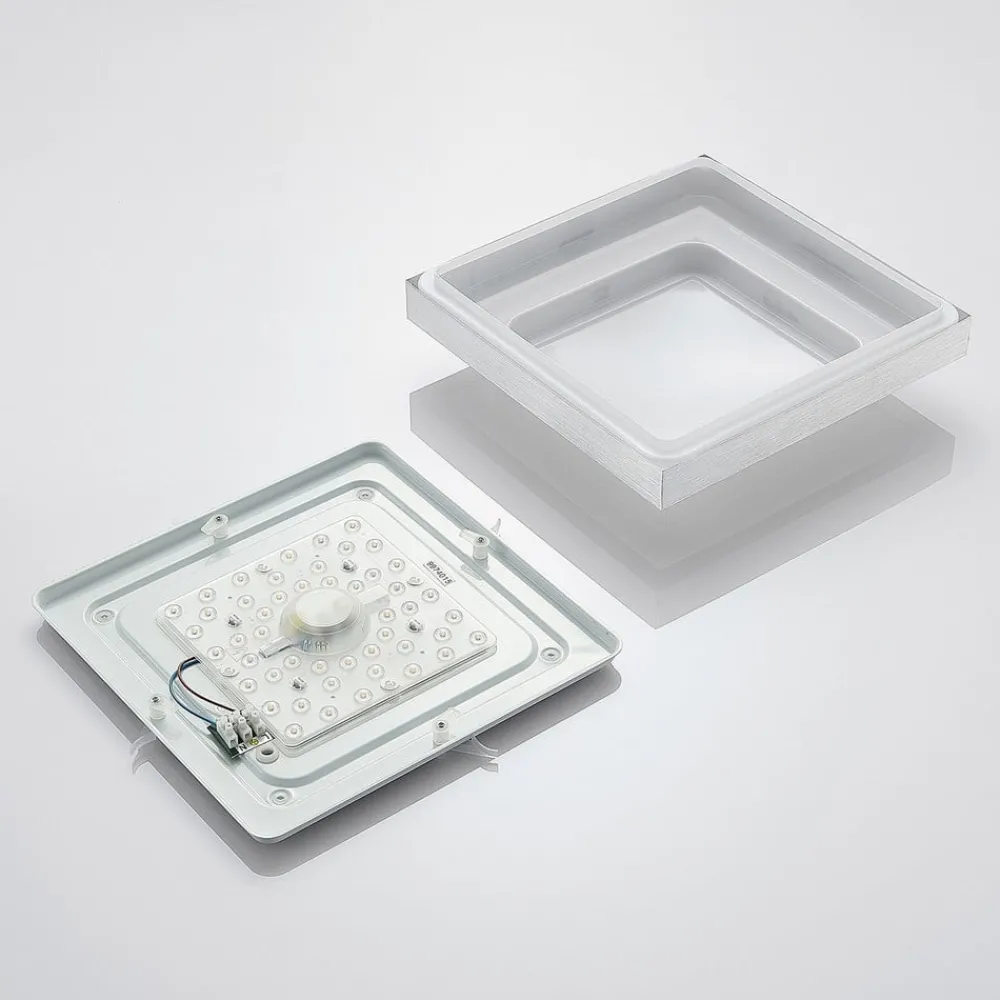 Lindby LED-taklampe Mirco, 32 cm, kantet, aluminium| Design- Og Hotellbelysning