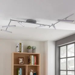 Lindby LED-taklampe Pilou, 6 lyskilder, dimbar, krom New