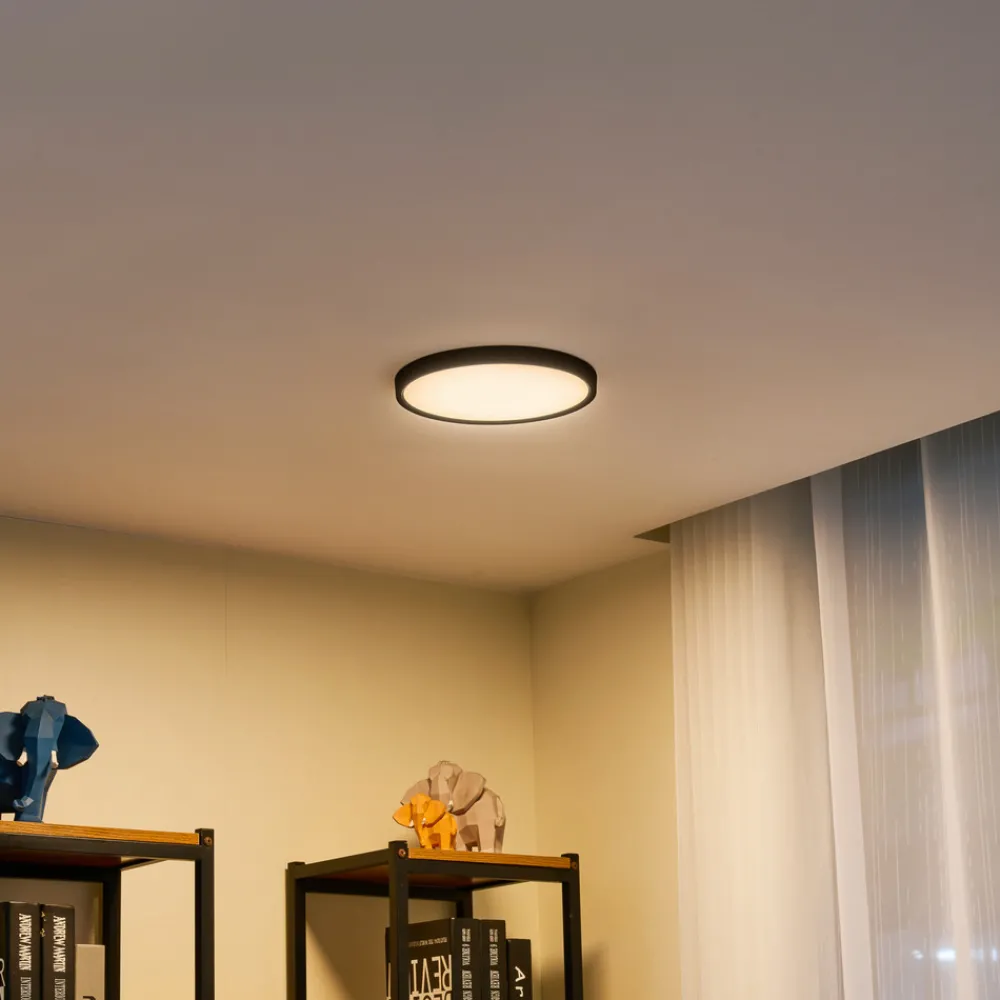 Lindby LED-taklampe Pravin, Ø 23 cm, 3000 K, svart Discount