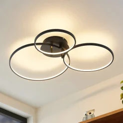 Lindby LED-taklampe Rayk, svart, metall, 77 cm, dimbar Clearance