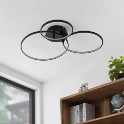 Lindby LED-taklampe Rayk, svart, metall, 77 cm, dimbar Clearance