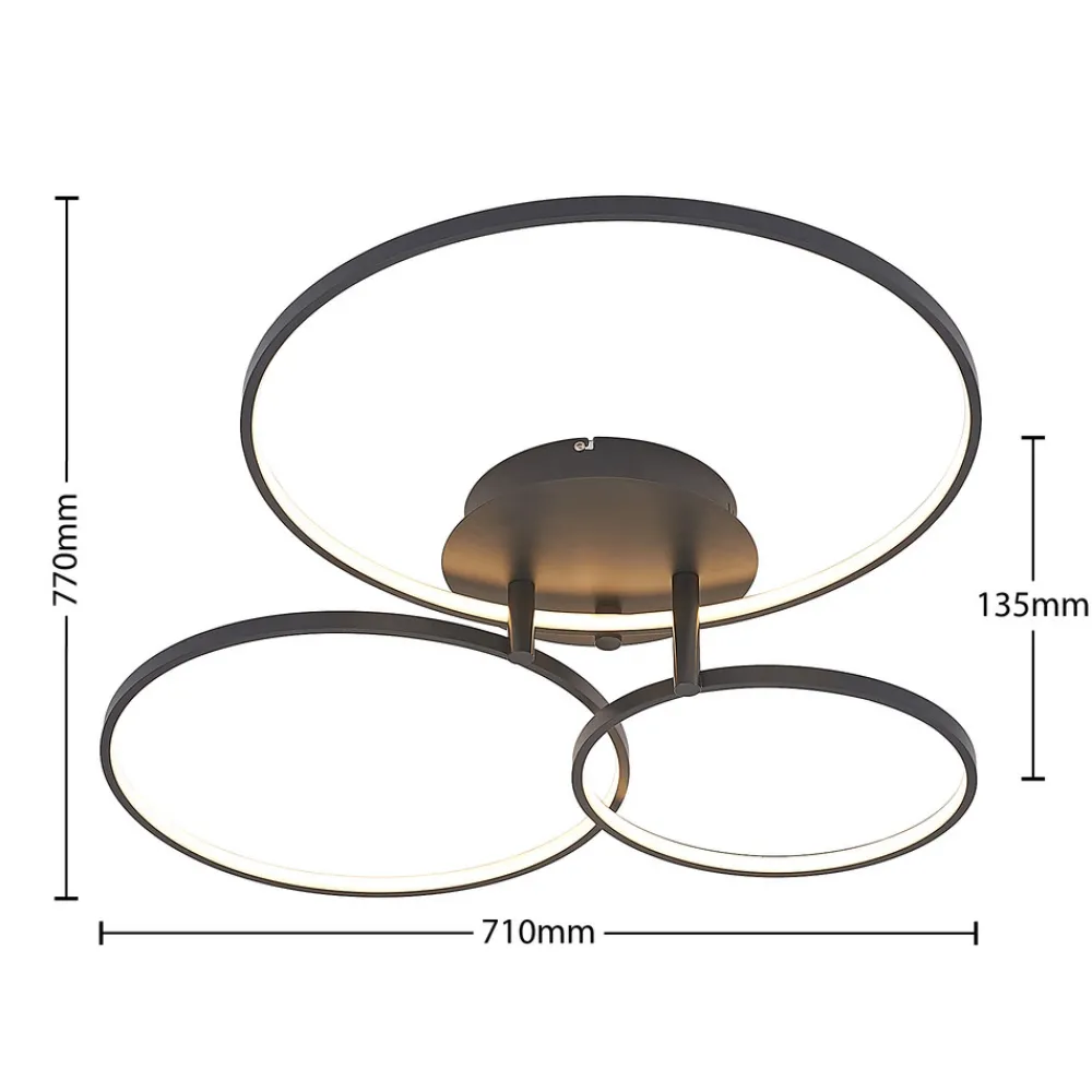 Lindby LED-taklampe Rayk, svart, metall, 77 cm, dimbar Clearance