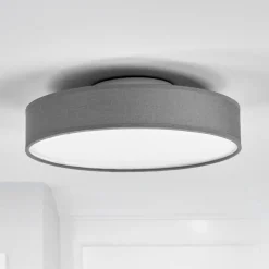 Lindby LED-taklampe Saira, Ø 30 cm, grå, tekstil