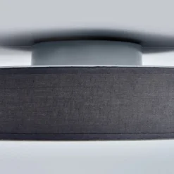 Lindby LED-taklampe Saira, Ø 30 cm, grå, tekstil