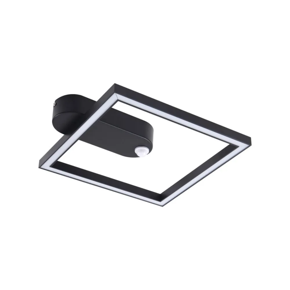 Lindby LED-taklampe Yulla, 34 cm, svart, sensor Hot