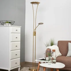 Lindby LED-uplight Eda, høyde 180 cm, messing, dimbar| Led-Innendørs