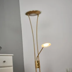 Lindby LED-uplight Eda, høyde 180 cm, messing, dimbar| Led-Innendørs