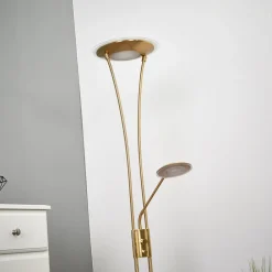 Lindby LED-uplight Eda, høyde 180 cm, messing, dimbar| Led-Innendørs