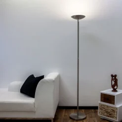 Lindby LED-uplight Malea, 180 cm, nikkel, metall| Gulvlamper