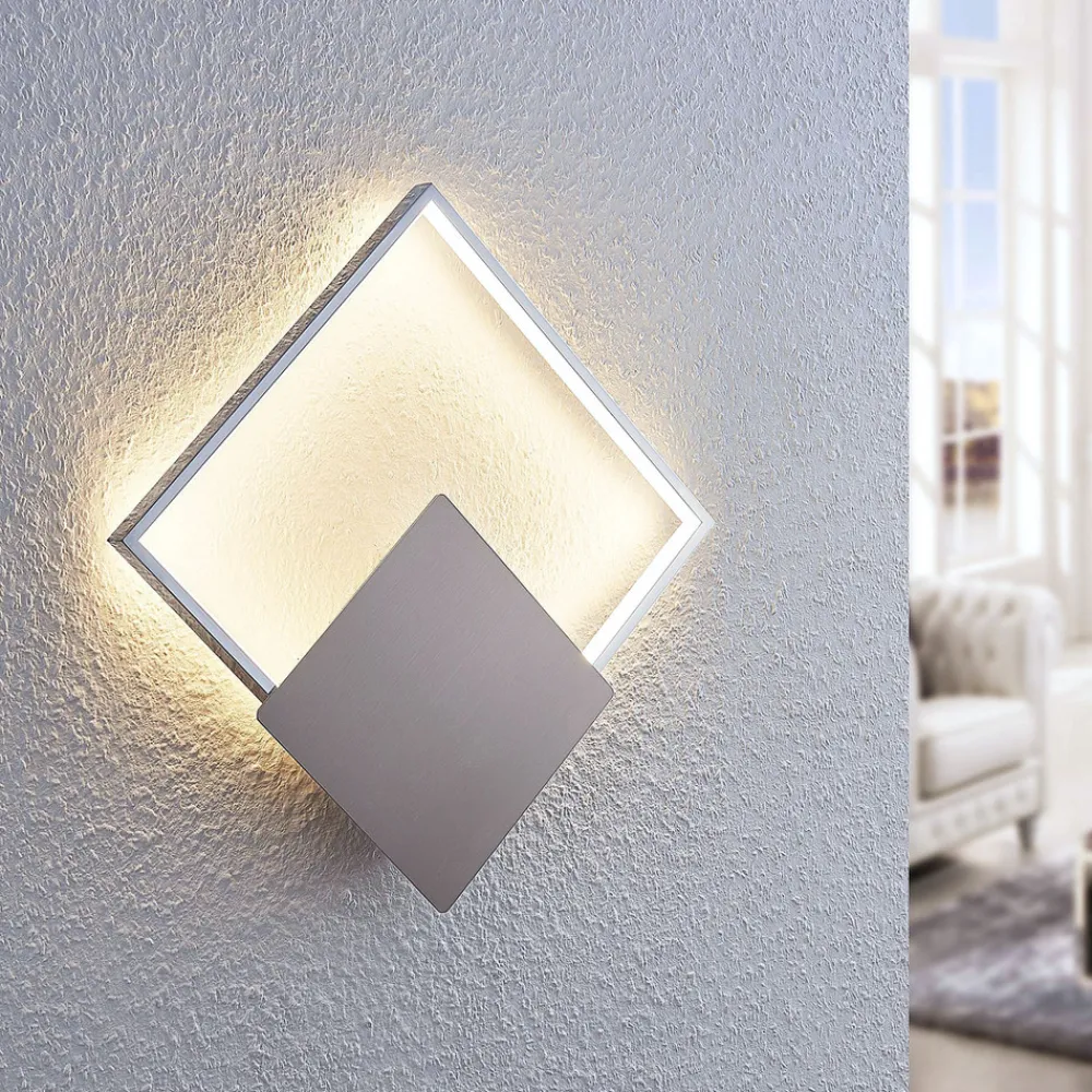 Lindby LED-vegglampe Anays, 32 cm x 32 cm, krom/klar New