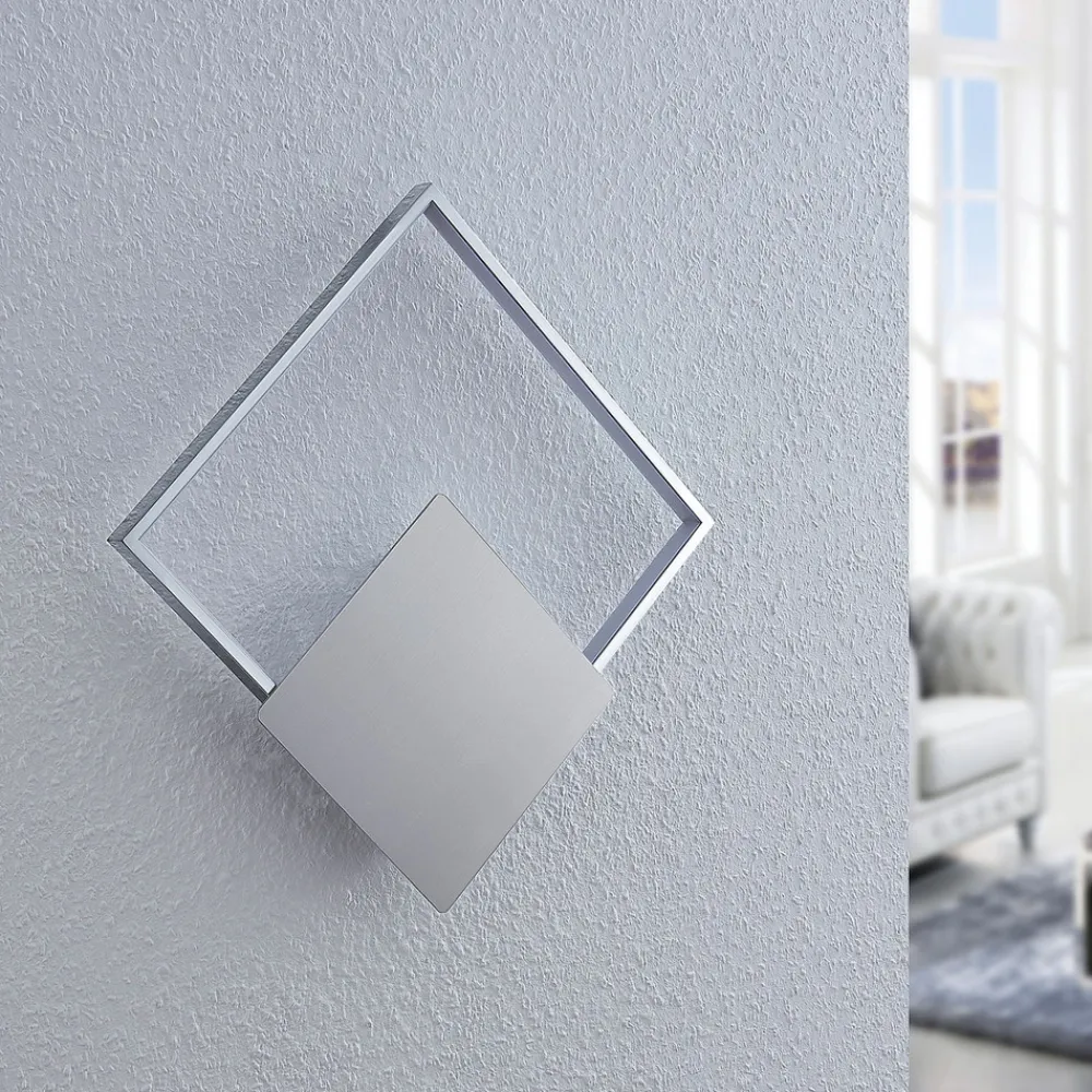 Lindby LED-vegglampe Anays, 32 cm x 32 cm, krom/klar New