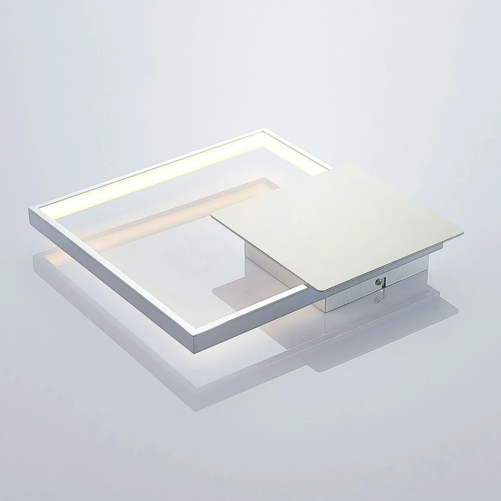 Lindby LED-vegglampe Anays, 32 cm x 32 cm, krom/klar New