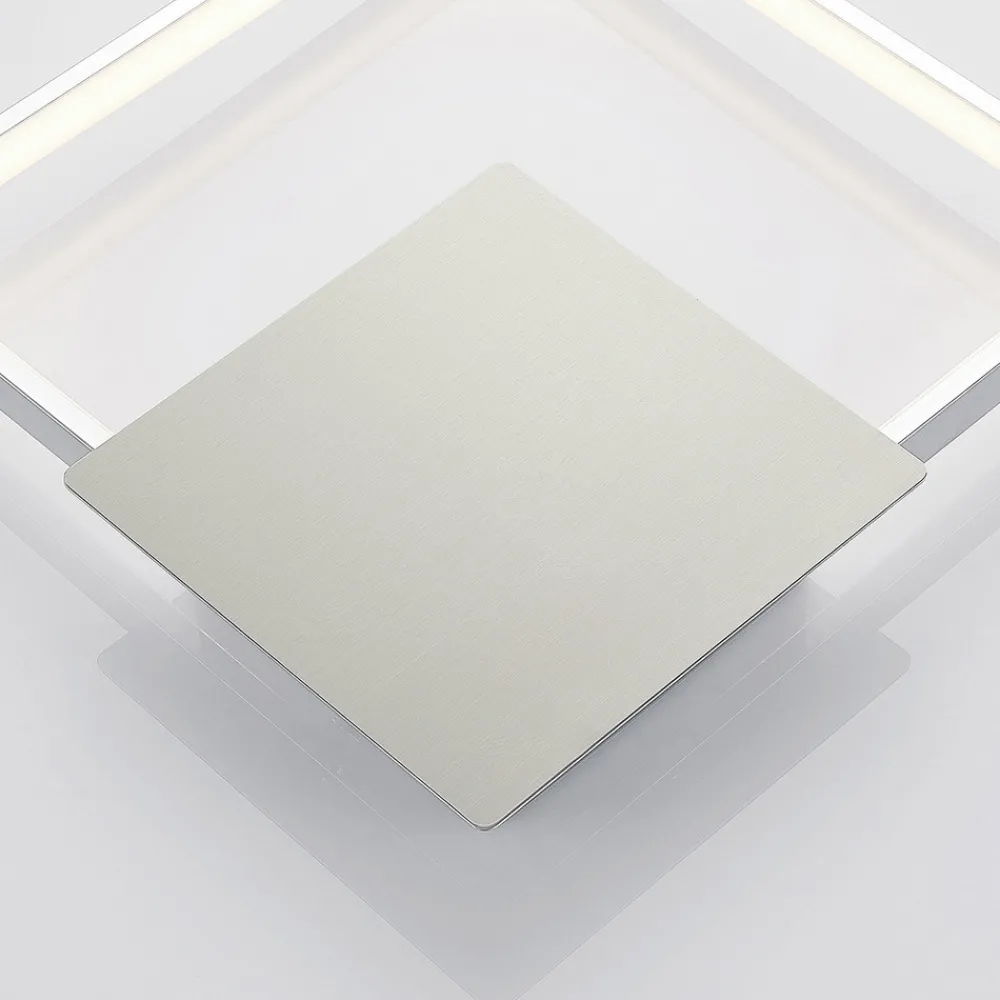 Lindby LED-vegglampe Anays, 32 cm x 32 cm, krom/klar New