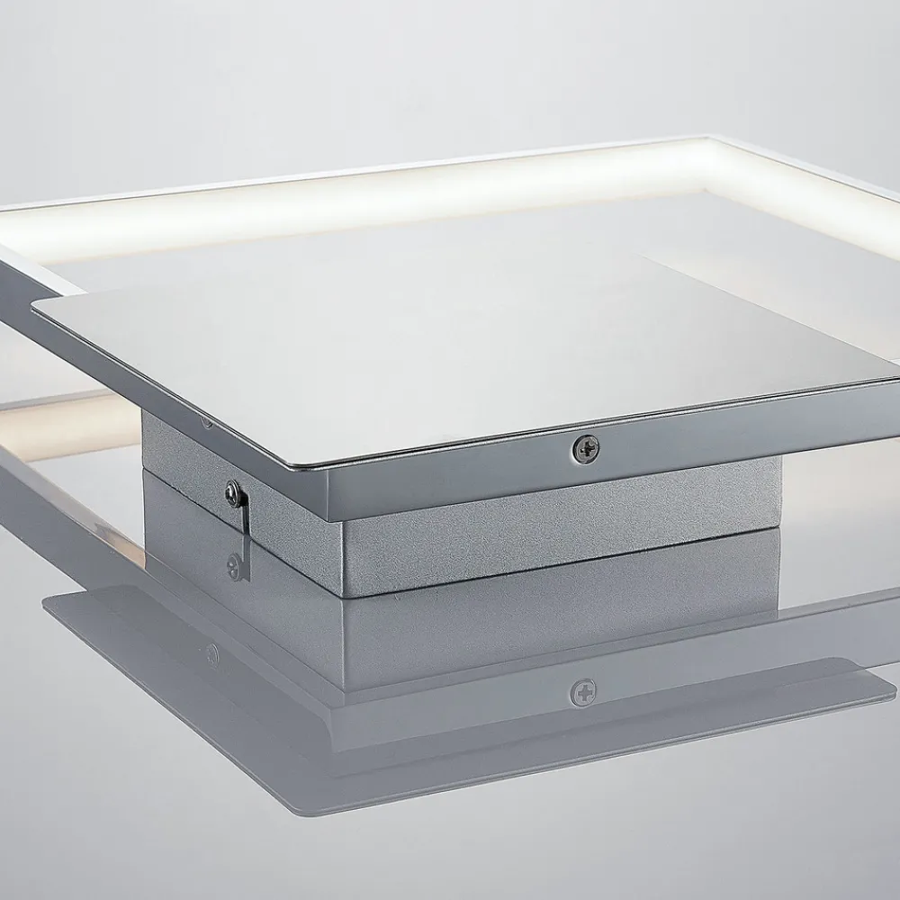 Lindby LED-vegglampe Anays, 32 cm x 32 cm, krom/klar New