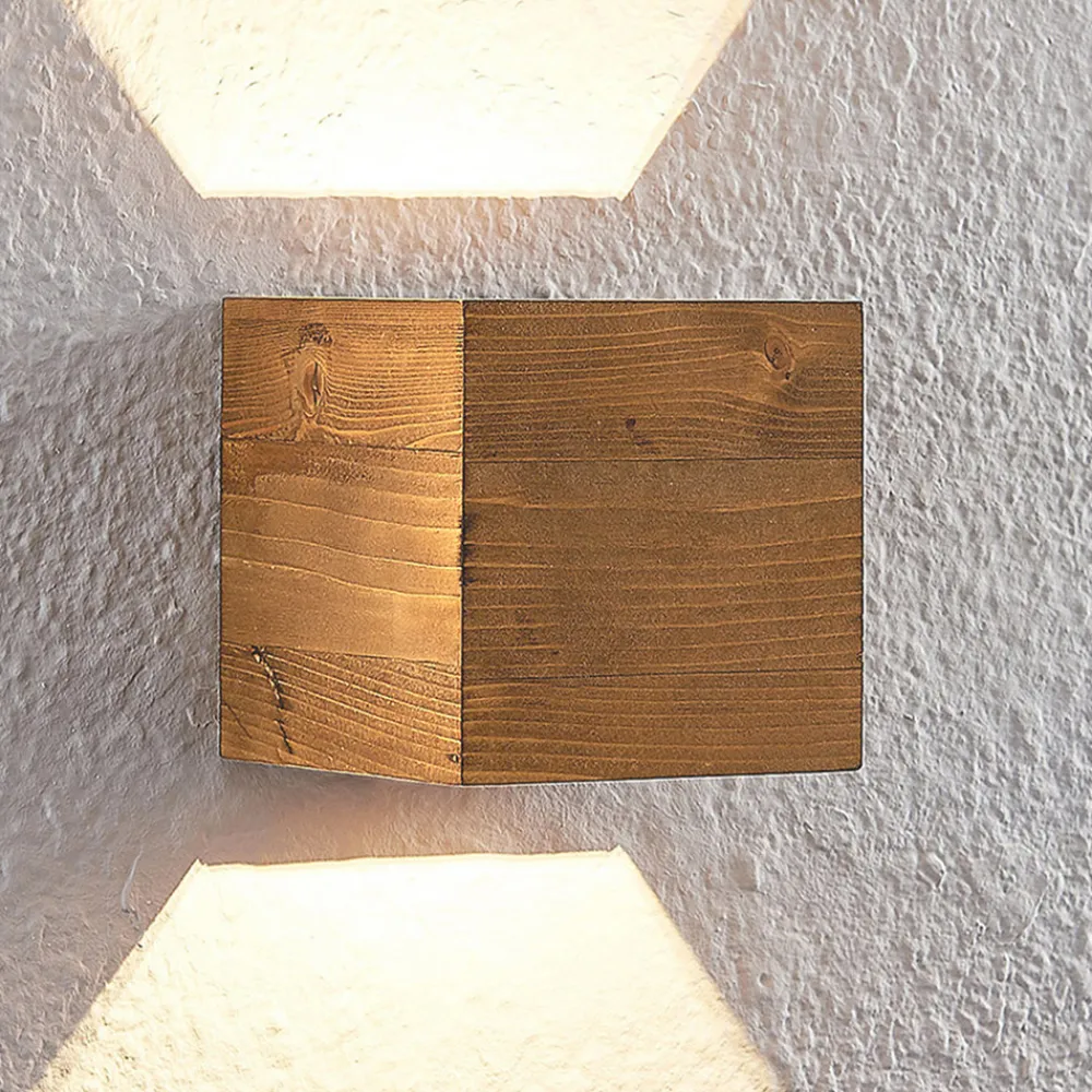 Lindby LED-vegglampe Benicio, 11 cm, kantet, tre Online