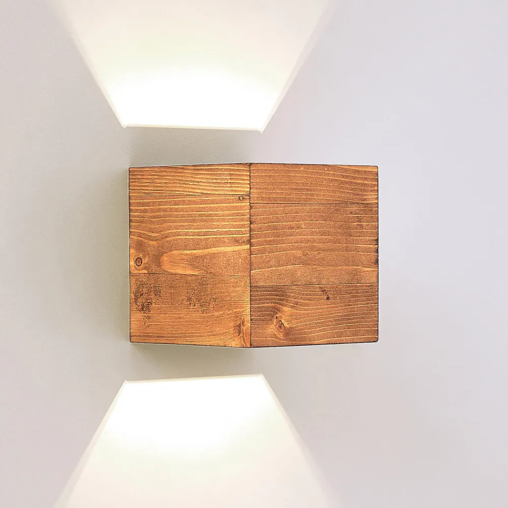 Lindby LED-vegglampe Benicio, 11 cm, kantet, tre Online