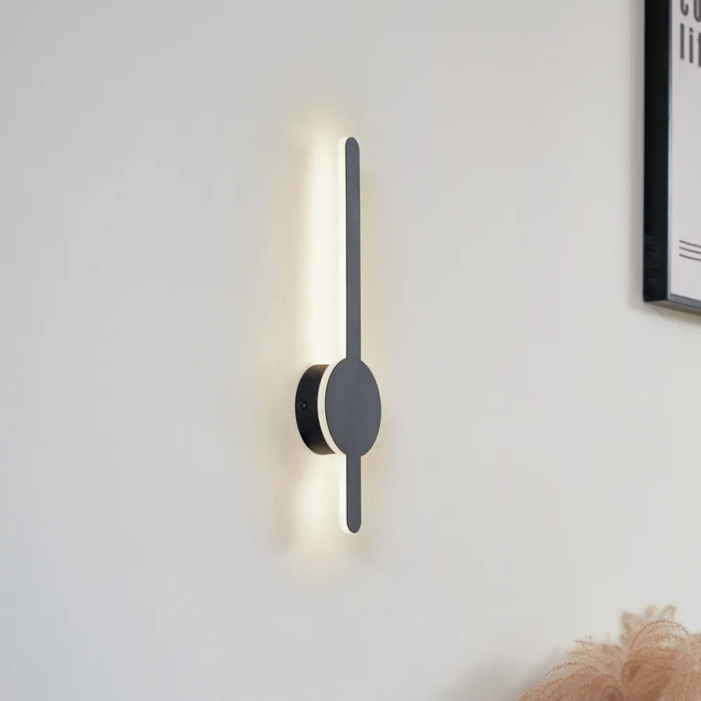 Lindby LED-vegglampe Borian, svart, aluminium, 40 cm