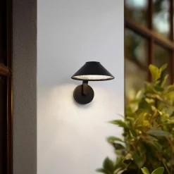 Lindby LED-vegglampe Capelo, svart, aluminium, Ø20cm| Kommersiell Utebelysning|Led-Utendørs