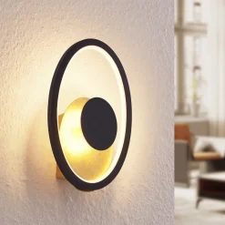 Lindby LED-vegglampe Feival, 29 cm, rust/gull, metall New