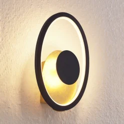 Lindby LED-vegglampe Feival, 29 cm, rust/gull, metall New