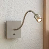 Lindby LED-vegglampe Legera, 11 cm, nikkelfarget, fleksibel arm| Led-Innendørs|Vegglamper