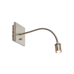 Lindby LED-vegglampe Legera, 11 cm, nikkelfarget, fleksibel arm| Led-Innendørs|Vegglamper