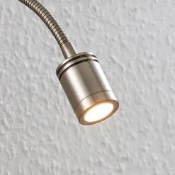 Lindby LED-vegglampe Legera, 11 cm, nikkelfarget, fleksibel arm| Led-Innendørs|Vegglamper