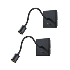 Lindby LED-vegglampe Mayar, 2stk, svart, leselampe, 11 cm| Design- Og Hotellbelysning|Led-Innendørs