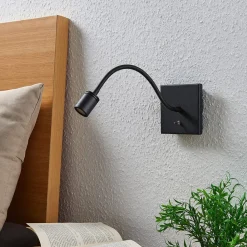Lindby LED-vegglampe Mayar, 2stk, svart, leselampe, 11 cm| Design- Og Hotellbelysning|Led-Innendørs