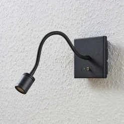 Lindby LED-vegglampe Mayar, 2stk, svart, leselampe, 11 cm| Design- Og Hotellbelysning|Led-Innendørs