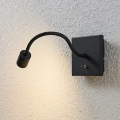 Lindby LED-vegglampe Mayar, 2stk, svart, leselampe, 11 cm| Design- Og Hotellbelysning|Led-Innendørs
