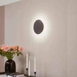 Lindby LED-vegglampe Peetu, Ø 25 cm, skifer, dimbar| Vegglamper