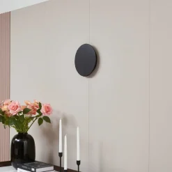 Lindby LED-vegglampe Peetu, Ø 25 cm, skifer, dimbar| Vegglamper