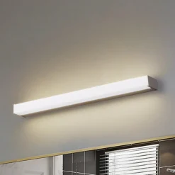 Lindby LED-vegglampe Philippa, kantet, 59 cm, aluminiumsfarget, IP44