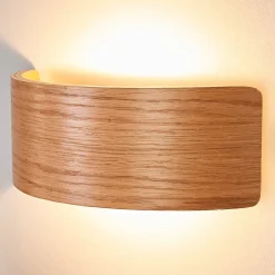 Lindby LED-vegglampe Rafailia, bredde 23 cm, tre, 3 000 K Online