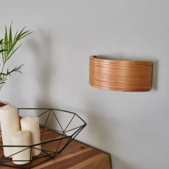 Lindby LED-vegglampe Rafailia, bredde 23 cm, tre, 3 000 K Online