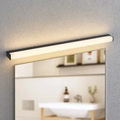 Lindby LED-vegglampe til bad Ulisan, 89 cm, svart, kantet Best