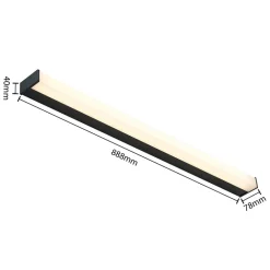 Lindby LED-vegglampe til bad Ulisan, 89 cm, svart, kantet Best